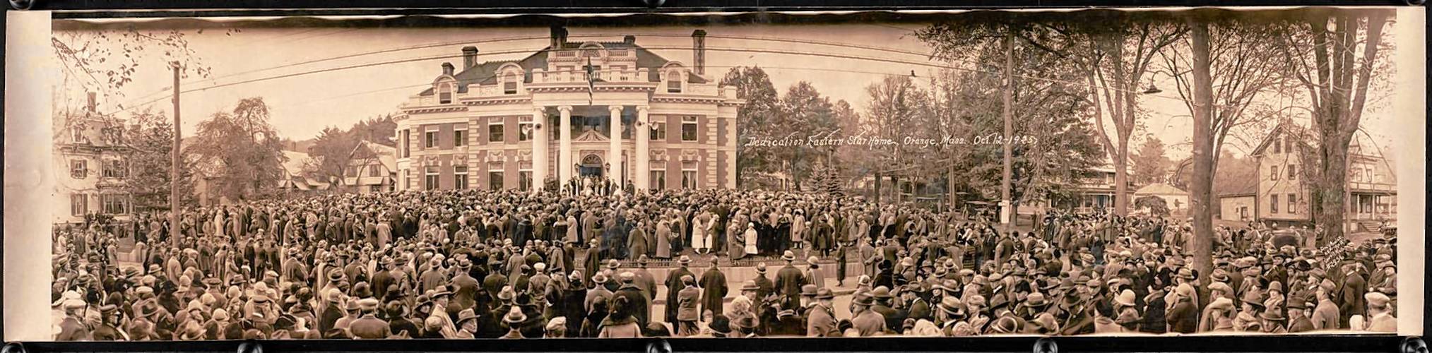 The photo was taken in October 1925 at the opening of the Eastern Star Home, formerly the Wheeler Mansion. The event attracted over 1,000 people. Cynthia Butler, current owner of the mansion, is hoping to recreate the 1925 photo. 