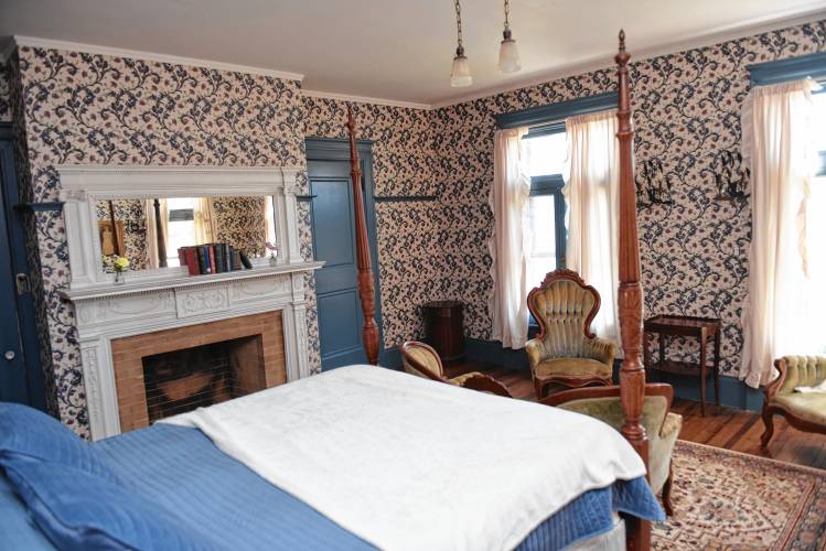 A bedroom in The Revival Wheeler Mansion in Orange. 
