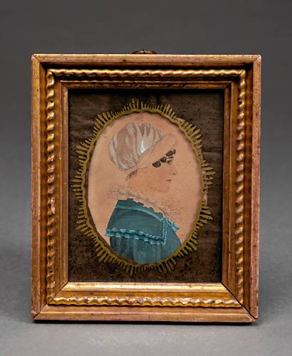 Miniature portraits were another specialty of Rufus Porter's and the collection of items donated to Historic Deerfield contains nearly 30 of them.